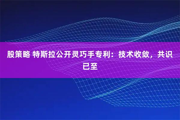 股策略 特斯拉公开灵巧手专利：技术收敛，共识已至